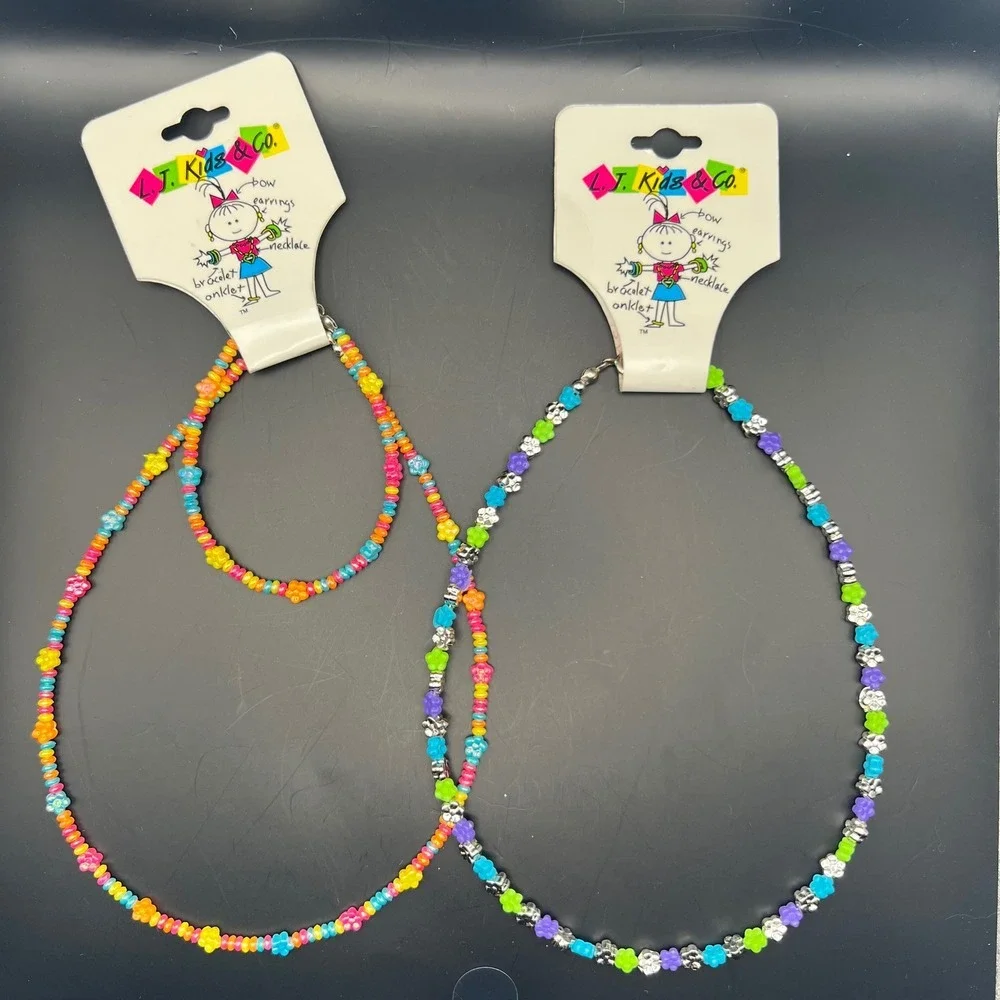 Lot of 2 L.J. Kids & Co Beaded Jewelry Vintage‎ 90s NOS Lucite Made in China